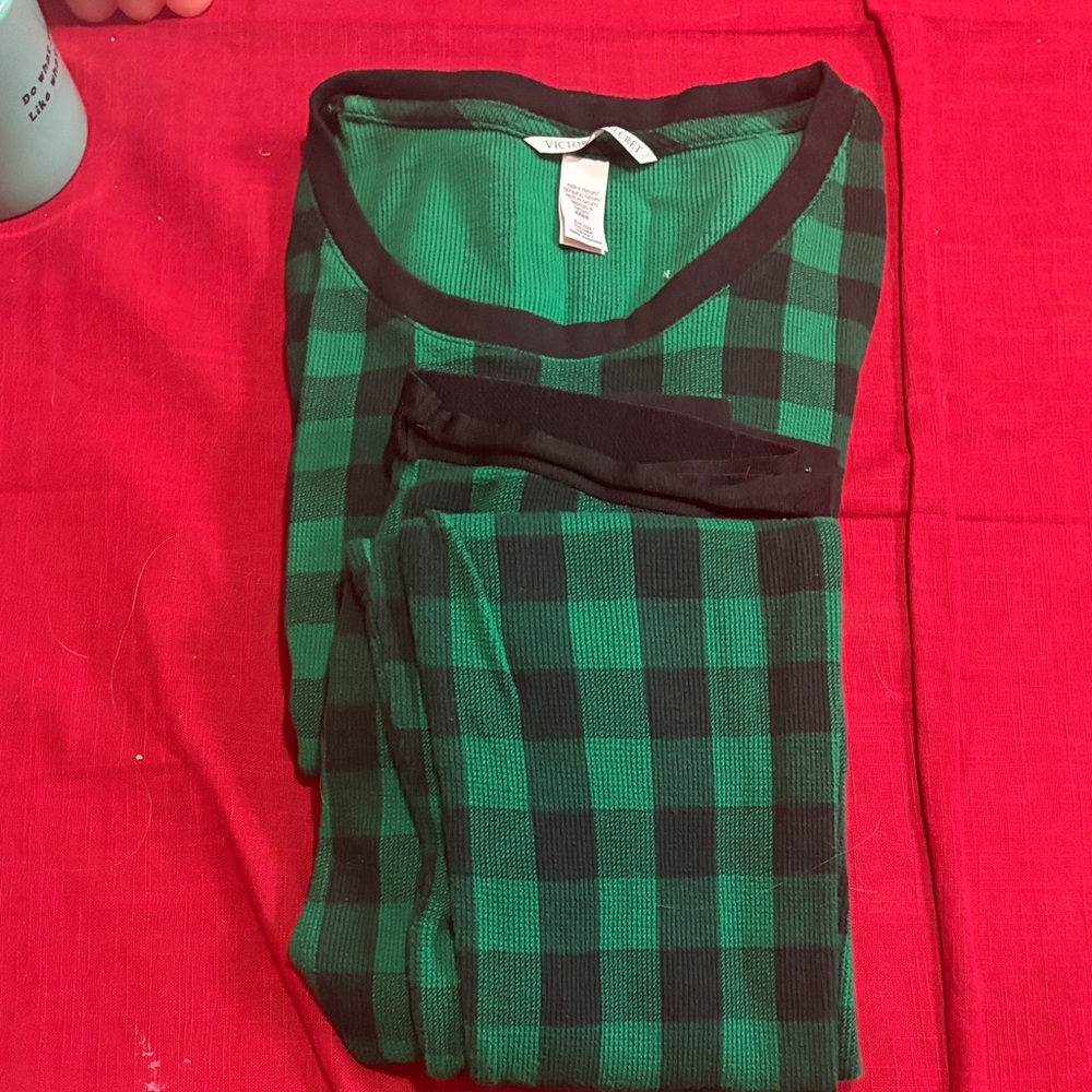 Victoria's Secret Green and Black Buffalo Plaid Pajama Set